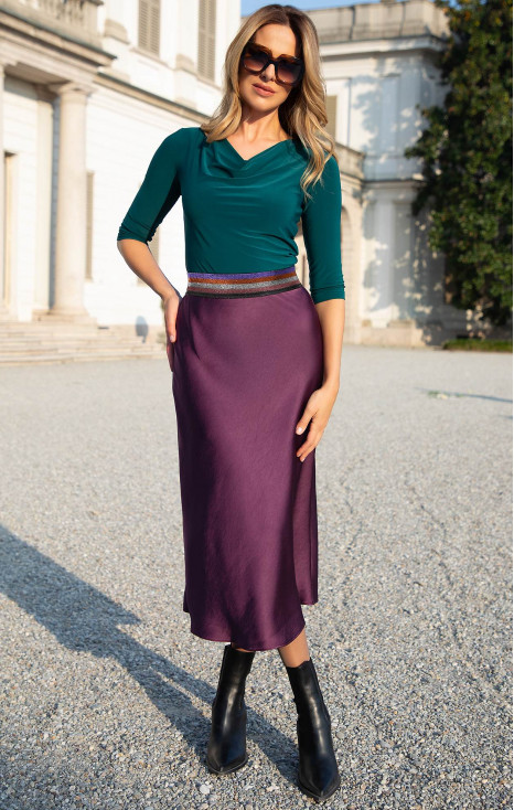 Elegant satin midi skirt in Grape Wine