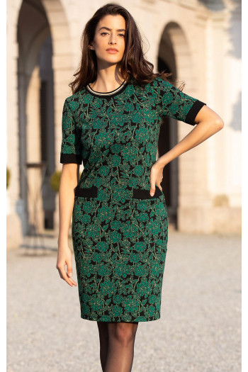 Elegant Mini Dress with Floral print in Evergreen colour [1]