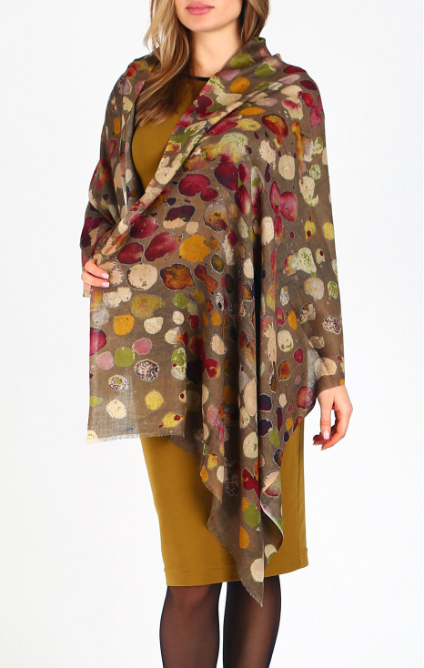 Wool and Silk Scarf - Velvet Petals Serenade