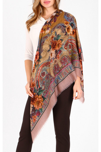 Wool and modal scarf Vintage Floral Tapestry