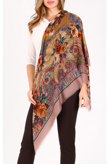 Wool and modal scarf Vintage Floral Tapestry
