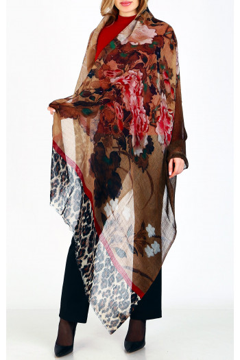 Wool scarf Leopard & Wild Blossom