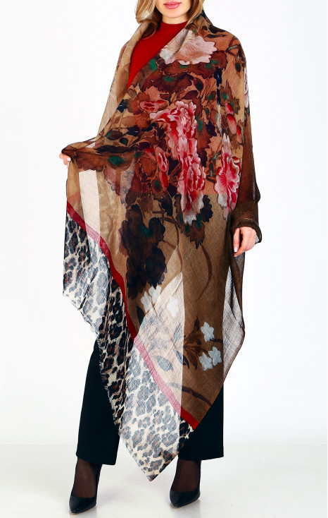 Wool scarf Leopard & Wild Blossom