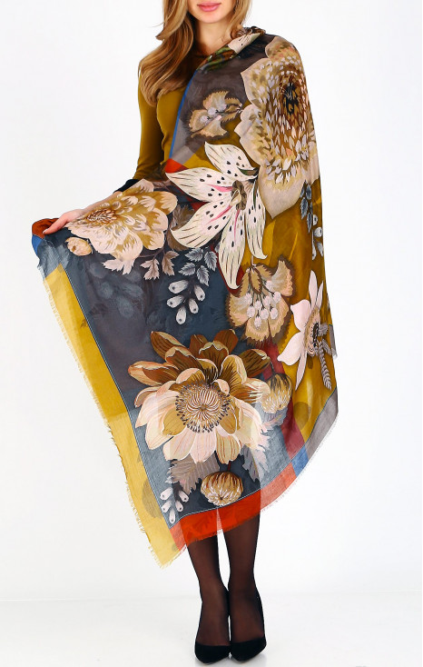 Silk and modal scarf Floral Harmony Square [1]