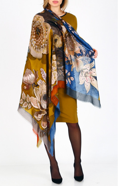 Silk and modal scarf Floral Harmony Square