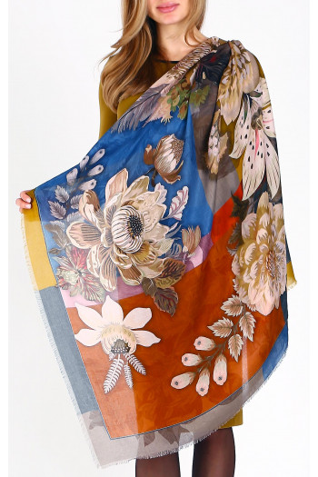 Silk and modal scarf Floral Harmony Square