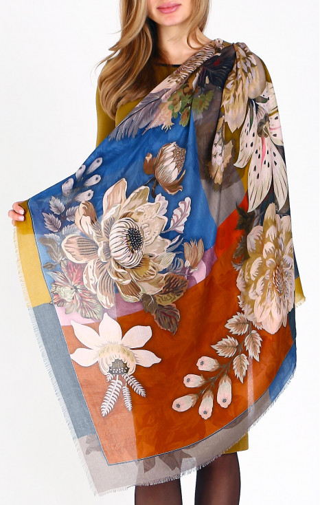 Silk and modal scarf Floral Harmony Square