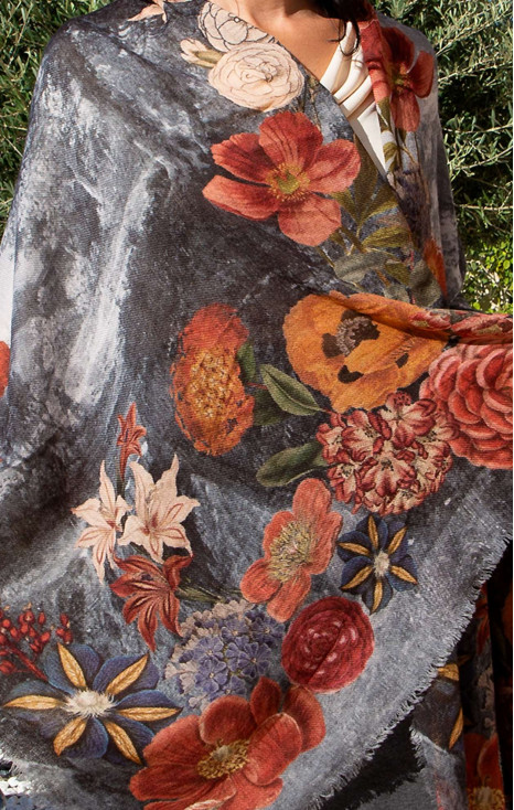 Wool and modal scarf Mystic Eternal Garden [1]