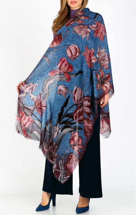 Wool and modal scarf - Pastel Tulip Blue Dream [1]