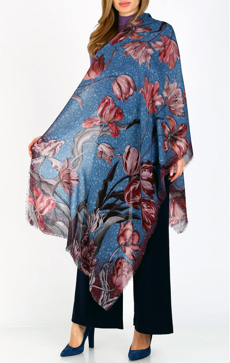 Wool and modal scarf - Pastel Tulip Blue Dream [1]