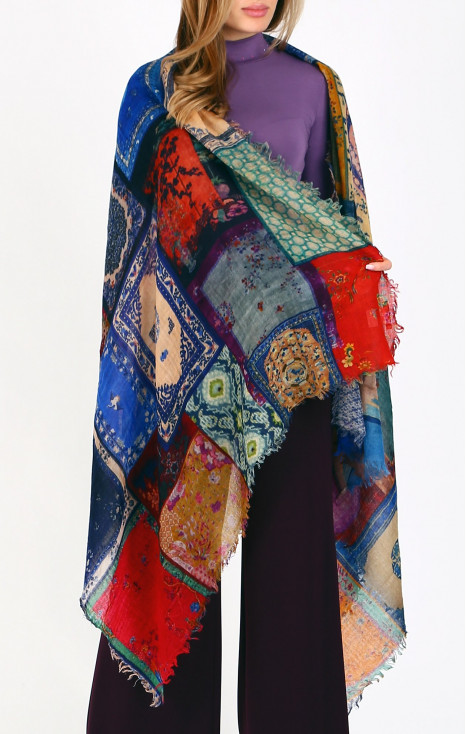 A warm wool scarf - Patchwork Mystic Dreams