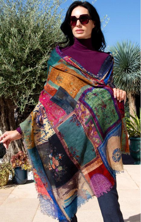 A warm wool scarf - Patchwork Mystic Dreams