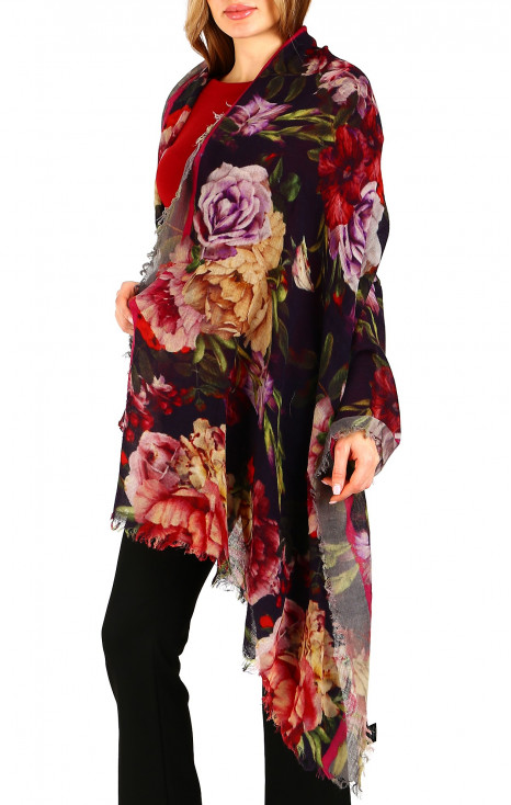 Wool and modal scarf Midnight Roses Whisper