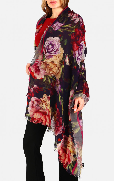 Wool and modal scarf Midnight Roses Whisper [1]