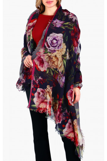 Wool and modal scarf Midnight Roses Whisper
