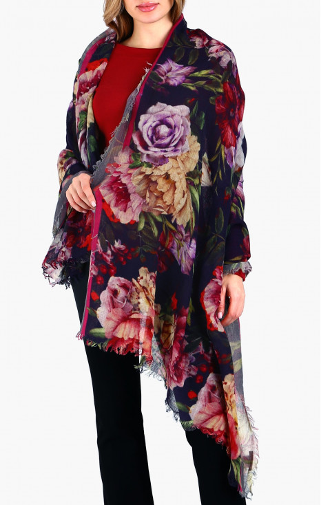 Wool and modal scarf Midnight Roses Whisper
