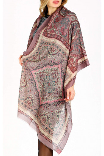 Wool and Silk Scarf Velvet Rose Tapestry