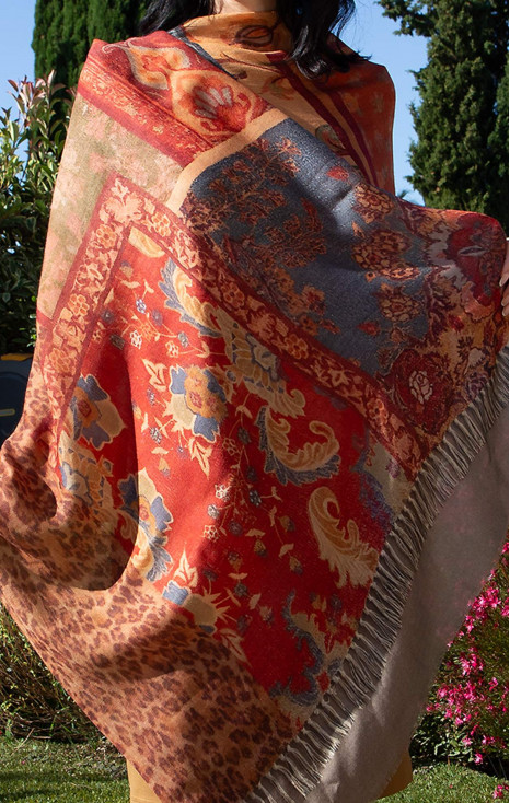 Wool & Silk Scarf – Patchwork Desert Sunset [1]