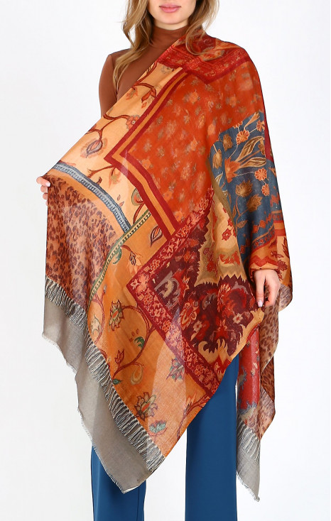 Wool & Silk Scarf &ndash; Patchwork Desert Sunset