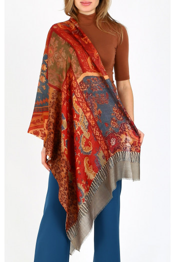Wool & Silk Scarf – Patchwork Desert Sunset