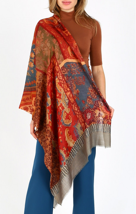 Wool & Silk Scarf &ndash; Patchwork Desert Sunset