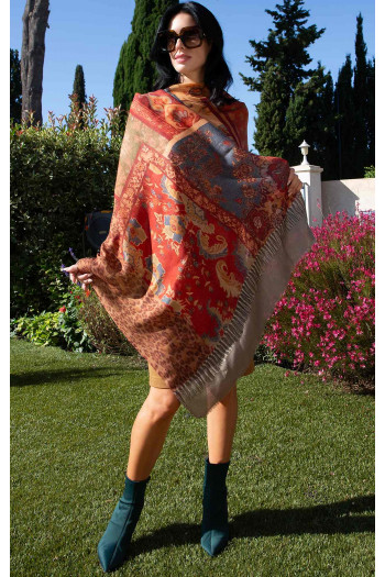 Wool & Silk Scarf – Patchwork Desert Sunset