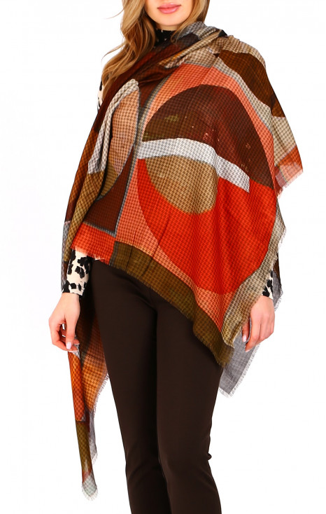 Modern art scarf &ldquo;Earth-tone Circles&rdquo; in elegant earthy tones
