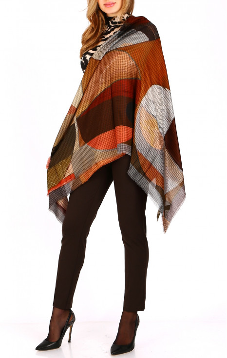 Modern art scarf &ldquo;Earth-tone Circles&rdquo; in elegant earthy tones