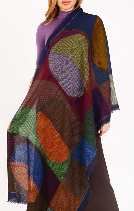 Wool & Modal Scarf &ndash; Midnight Mosaic Dream