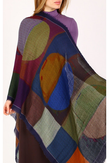 Wool & Modal Scarf – Midnight Mosaic Dream