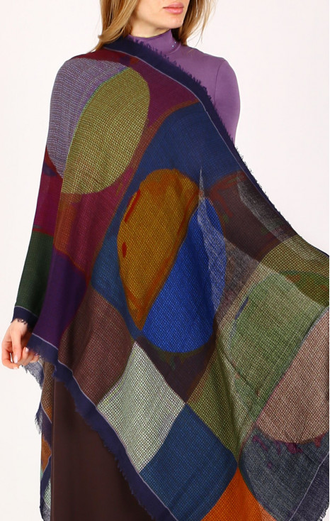 Wool & Modal Scarf &ndash; Midnight Mosaic Dream