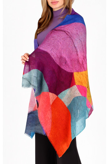 Wool and Silk Scarf - Color Bubble Dance [1]