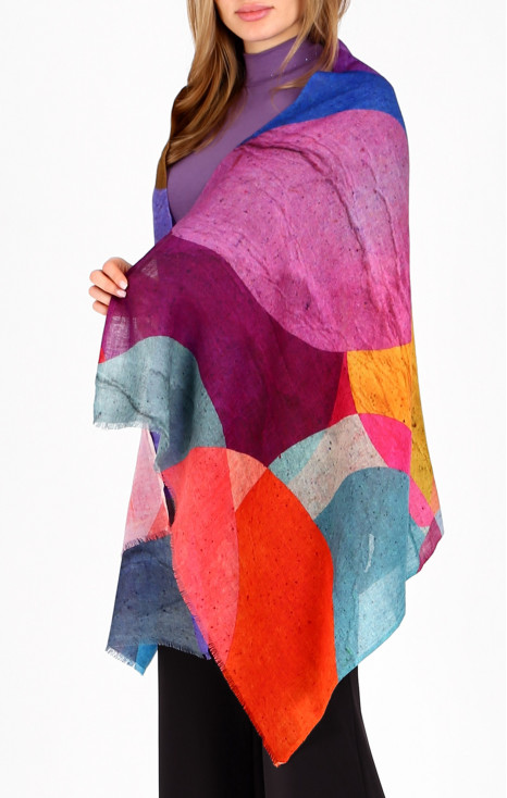 Wool and Silk Scarf - Color Bubble Dance
