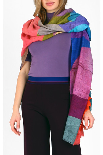 Wool and Silk Scarf - Color Bubble Dance