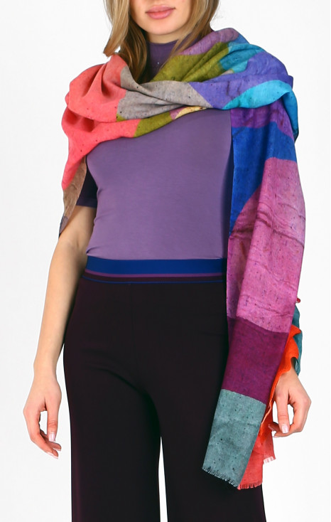 Wool and Silk Scarf - Color Bubble Dance