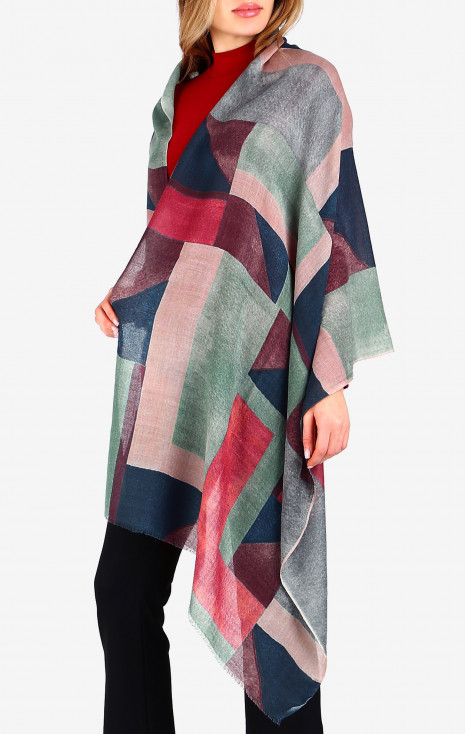 Wool and modal scarf Timeless Geometric Patchwork