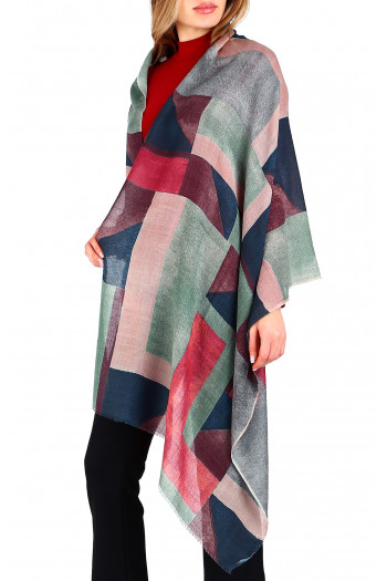 Wool and modal scarf Timeless Geometric Patchwork
