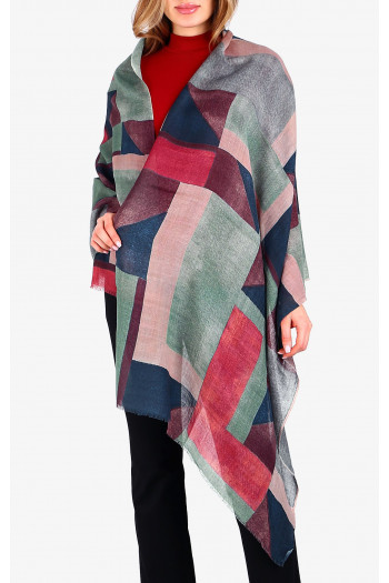 Wool and modal scarf Timeless Geometric Patchwork [1]