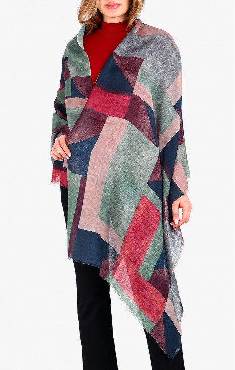 Wool and modal scarf Timeless Geometric Patchwork [1]
