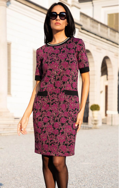 Elegant Mini Dress with Floral print in Magenta Haze