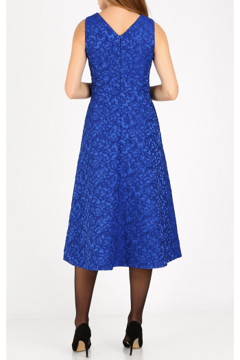 A luxurious jacquard dress in Bright Cobalt Blue  colour [1]