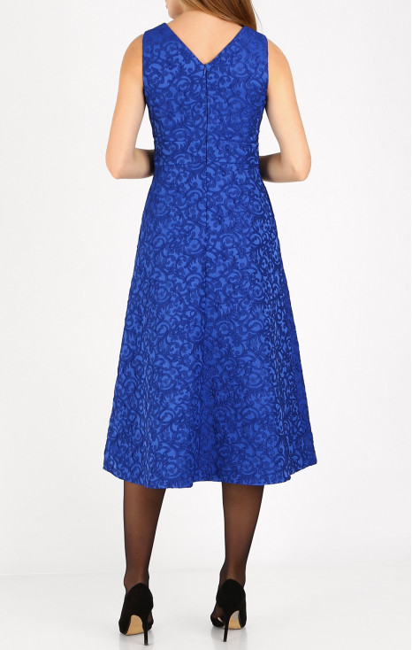 A luxurious jacquard dress in Bright Cobalt Blue  colour
