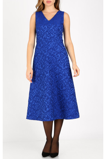 A luxurious jacquard dress in Bright Cobalt Blue  colour