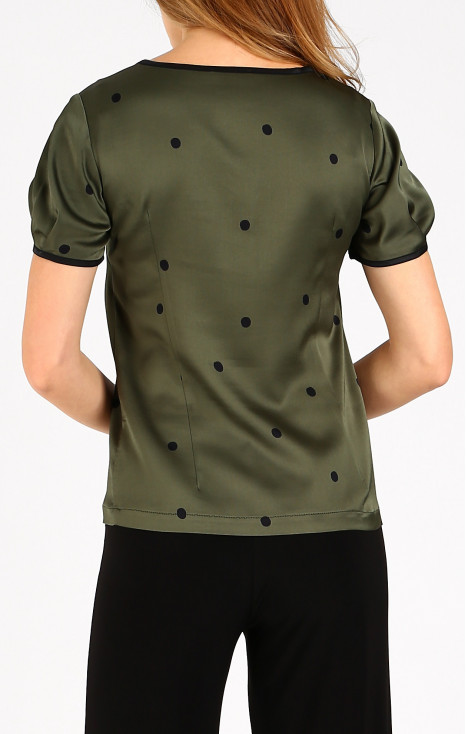 Satin Blouse in Bronze Green