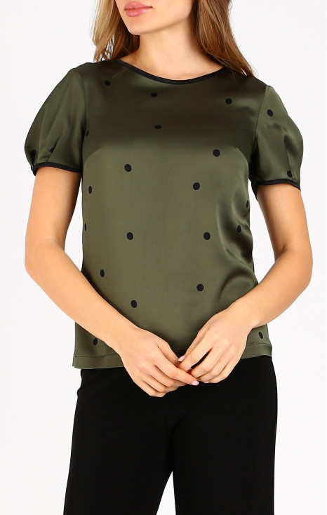 Satin Blouse in Bronze Green