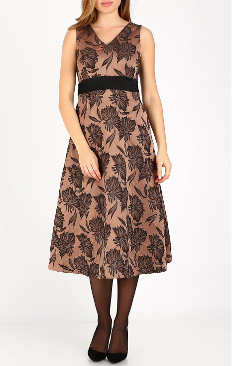 A luxurious jacquard dress in Cafe Crеme colour