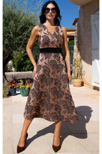 A luxurious jacquard dress in Cafe Crеme colour