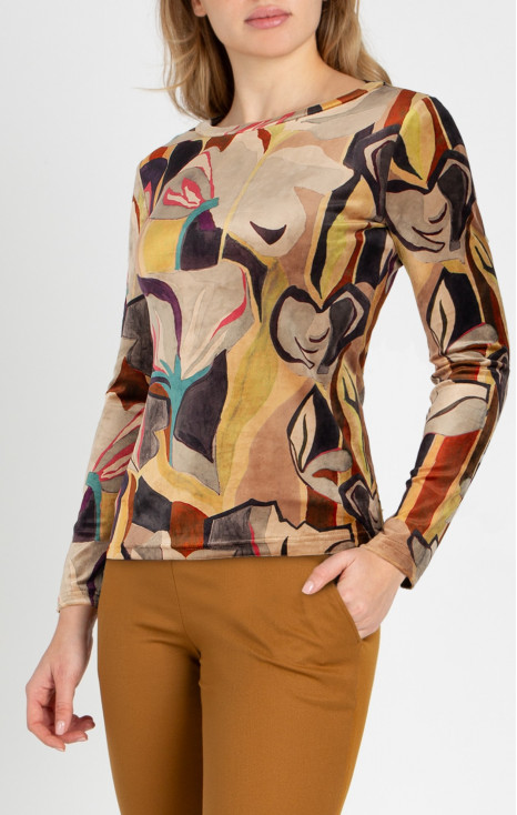 Velvet Top with Autumn Print