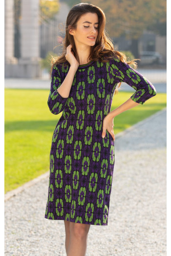 Straight-fit dress in Royal Purple and Forest Green