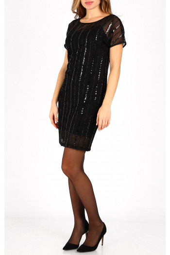 Black tulle dress with glittering sequins [1]